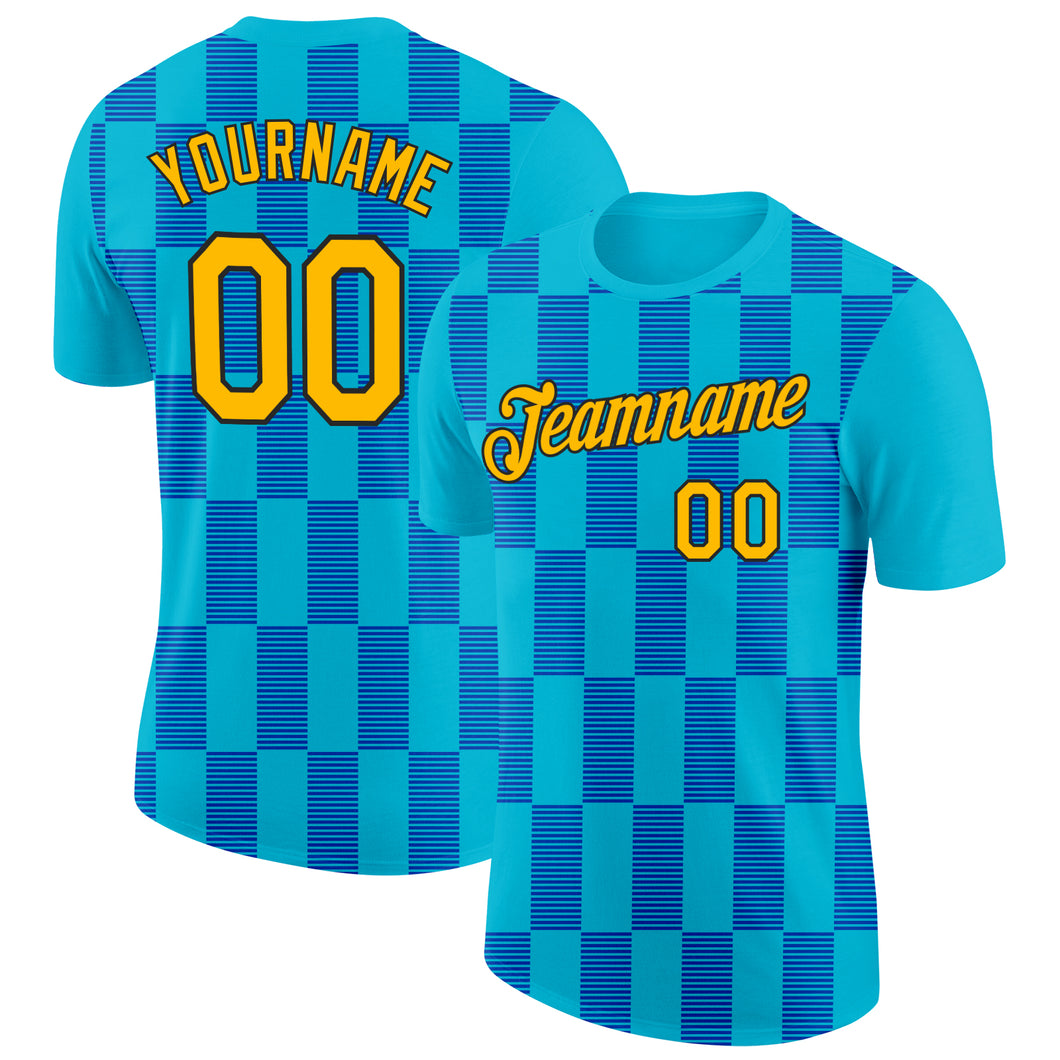 Custom Lakes Blue Gold Thunder Blue-Black 3D Esports Performance T-Shirt