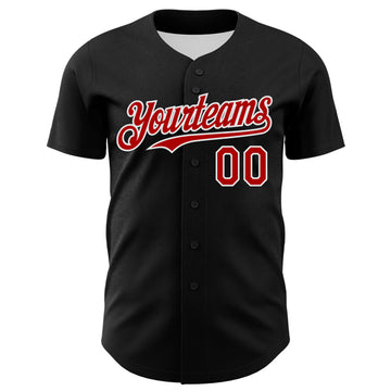 Custom Black Red-White 3D Apache Skull Authentic Baseball Jersey