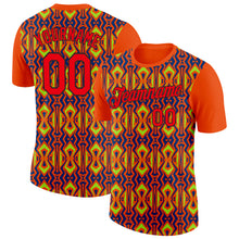 Load image into Gallery viewer, Custom Orange Fire Red US Navy Blue Aurora Green-Black 3D Esports Performance T-Shirt
