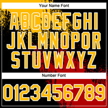 Load image into Gallery viewer, Custom Gold Black-Red 3D Pattern Design Abstract Brush Stroke Authentic Baseball Jersey
