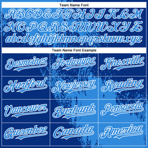 Custom Electric Blue Royal-White 3D Pattern Design Abstract Brush Stroke Authentic Baseball Jersey