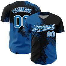 Load image into Gallery viewer, Custom Blue Black-White 3D Pattern Design Abstract Brush Stroke Authentic Baseball Jersey
