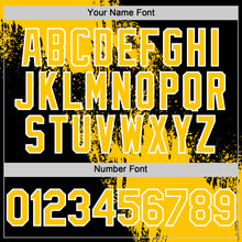 Load image into Gallery viewer, Custom Yellow Black-White 3D Pattern Design Abstract Brush Stroke Authentic Baseball Jersey
