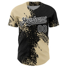 Load image into Gallery viewer, Custom Cream Black-White 3D Pattern Design Abstract Brush Stroke Authentic Baseball Jersey
