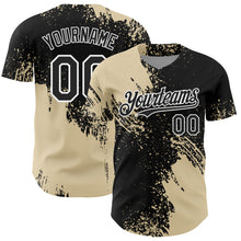 Load image into Gallery viewer, Custom Cream Black-White 3D Pattern Design Abstract Brush Stroke Authentic Baseball Jersey
