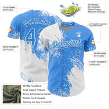 Load image into Gallery viewer, Custom White Electric Blue 3D Pattern Design Abstract Brush Stroke Authentic Baseball Jersey
