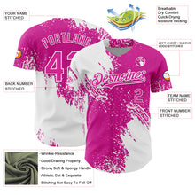 Load image into Gallery viewer, Custom White Deep Pink 3D Pattern Design Abstract Brush Stroke Authentic Baseball Jersey
