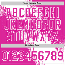 Load image into Gallery viewer, Custom White Deep Pink 3D Pattern Design Abstract Brush Stroke Authentic Baseball Jersey

