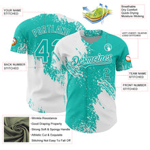 Load image into Gallery viewer, Custom White Aqua 3D Pattern Design Abstract Brush Stroke Authentic Baseball Jersey
