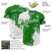 Load image into Gallery viewer, Custom White Grass Green 3D Pattern Design Abstract Brush Stroke Authentic Baseball Jersey
