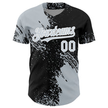Load image into Gallery viewer, Custom Silver Black-White 3D Pattern Design Abstract Brush Stroke Authentic Baseball Jersey

