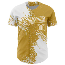 Load image into Gallery viewer, Custom White Old Gold 3D Pattern Design Abstract Brush Stroke Authentic Baseball Jersey
