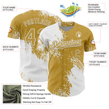 Load image into Gallery viewer, Custom White Old Gold 3D Pattern Design Abstract Brush Stroke Authentic Baseball Jersey
