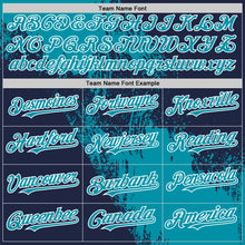 Load image into Gallery viewer, Custom Teal Navy-White 3D Pattern Design Abstract Brush Stroke Authentic Baseball Jersey
