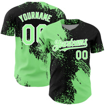 Load image into Gallery viewer, Custom Pea Green Black-White 3D Pattern Design Abstract Brush Stroke Authentic Baseball Jersey
