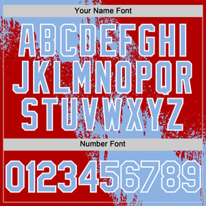 Custom Light Blue Red-White 3D Pattern Design Abstract Brush Stroke Authentic Baseball Jersey