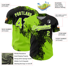 Load image into Gallery viewer, Custom Neon Green Black-White 3D Pattern Design Abstract Brush Stroke Authentic Baseball Jersey
