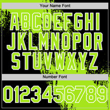 Load image into Gallery viewer, Custom Neon Green Black-White 3D Pattern Design Abstract Brush Stroke Authentic Baseball Jersey
