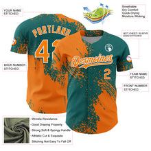 Load image into Gallery viewer, Custom Bay Orange Teal-White 3D Pattern Design Abstract Brush Stroke Authentic Baseball Jersey
