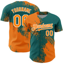 Load image into Gallery viewer, Custom Bay Orange Teal-White 3D Pattern Design Abstract Brush Stroke Authentic Baseball Jersey
