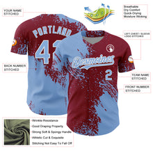 Load image into Gallery viewer, Custom Light Blue Crimson-White 3D Pattern Design Abstract Brush Stroke Authentic Baseball Jersey
