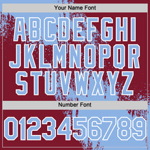 Load image into Gallery viewer, Custom Light Blue Crimson-White 3D Pattern Design Abstract Brush Stroke Authentic Baseball Jersey
