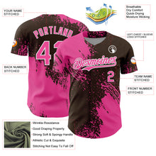 Load image into Gallery viewer, Custom Pink Brown-White 3D Pattern Design Abstract Brush Stroke Authentic Baseball Jersey
