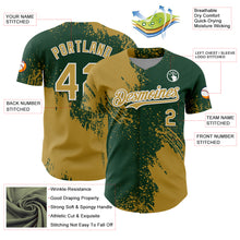 Load image into Gallery viewer, Custom Old Gold Green-White 3D Pattern Design Abstract Brush Stroke Authentic Baseball Jersey
