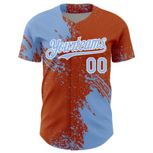 Load image into Gallery viewer, Custom Light Blue Texas Orange-White 3D Pattern Design Abstract Brush Stroke Authentic Baseball Jersey
