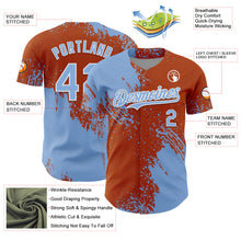 Load image into Gallery viewer, Custom Light Blue Texas Orange-White 3D Pattern Design Abstract Brush Stroke Authentic Baseball Jersey
