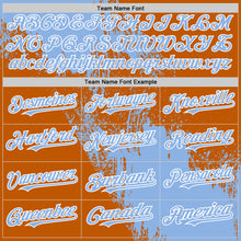 Load image into Gallery viewer, Custom Light Blue Texas Orange-White 3D Pattern Design Abstract Brush Stroke Authentic Baseball Jersey
