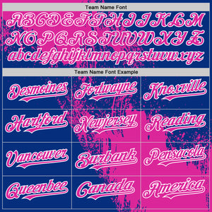 Custom Deep Pink Royal-White 3D Pattern Design Abstract Brush Stroke Authentic Baseball Jersey