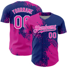 Load image into Gallery viewer, Custom Deep Pink Royal-White 3D Pattern Design Abstract Brush Stroke Authentic Baseball Jersey
