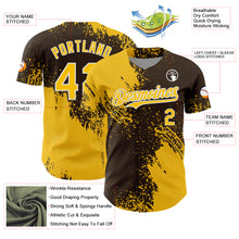 Load image into Gallery viewer, Custom Yellow Brown-White 3D Pattern Design Abstract Brush Stroke Authentic Baseball Jersey
