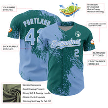 Load image into Gallery viewer, Custom Light Blue Teal-White 3D Pattern Design Abstract Brush Stroke Authentic Baseball Jersey
