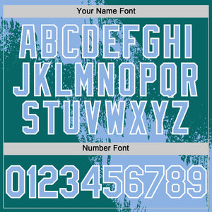 Custom Light Blue Teal-White 3D Pattern Design Abstract Brush Stroke Authentic Baseball Jersey