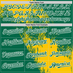 Custom Yellow Kelly Green-White 3D Pattern Design Abstract Brush Stroke Authentic Baseball Jersey