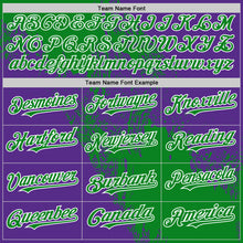 Load image into Gallery viewer, Custom Grass Green Purple-White 3D Pattern Design Abstract Brush Stroke Authentic Baseball Jersey
