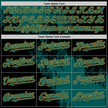 Load image into Gallery viewer, Custom Midnight Green Black-Old Gold 3D Pattern Design Abstract Brush Stroke Authentic Baseball Jersey

