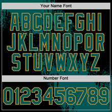 Load image into Gallery viewer, Custom Midnight Green Black-Old Gold 3D Pattern Design Abstract Brush Stroke Authentic Baseball Jersey
