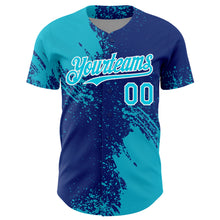 Load image into Gallery viewer, Custom Lakes Blue Royal-White 3D Pattern Design Abstract Brush Stroke Authentic Baseball Jersey

