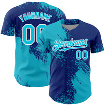 Load image into Gallery viewer, Custom Lakes Blue Royal-White 3D Pattern Design Abstract Brush Stroke Authentic Baseball Jersey
