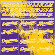 Load image into Gallery viewer, Custom Yellow Purple-White 3D Pattern Design Abstract Brush Stroke Authentic Baseball Jersey
