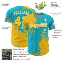 Load image into Gallery viewer, Custom Yellow Lakes Blue-White 3D Pattern Design Abstract Brush Stroke Authentic Baseball Jersey
