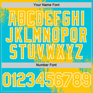 Custom Yellow Lakes Blue-White 3D Pattern Design Abstract Brush Stroke Authentic Baseball Jersey