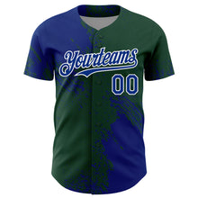Load image into Gallery viewer, Custom Royal Green-White 3D Pattern Design Abstract Brush Stroke Authentic Baseball Jersey
