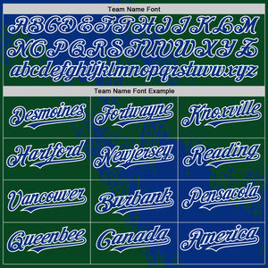 Custom Royal Green-White 3D Pattern Design Abstract Brush Stroke Authentic Baseball Jersey