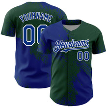 Load image into Gallery viewer, Custom Royal Green-White 3D Pattern Design Abstract Brush Stroke Authentic Baseball Jersey
