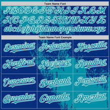 Load image into Gallery viewer, Custom Teal Royal-White 3D Pattern Design Abstract Brush Stroke Authentic Baseball Jersey
