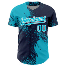 Load image into Gallery viewer, Custom Lakes Blue Navy-White 3D Pattern Design Abstract Brush Stroke Authentic Baseball Jersey
